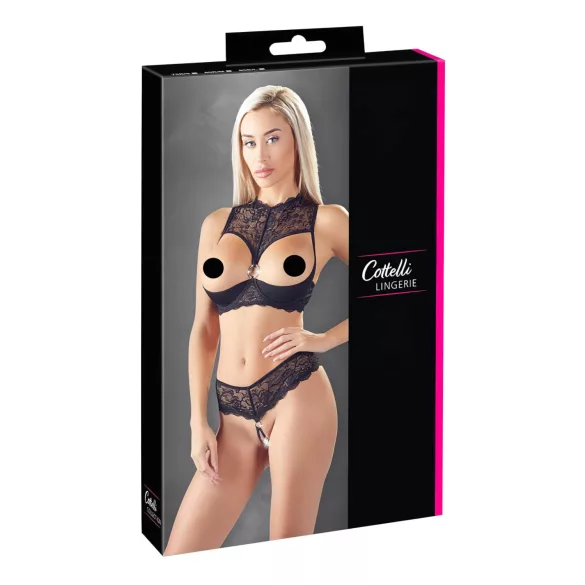Cottelli - atvērto krūšturu komplekts sievietēm melns - 85B/L