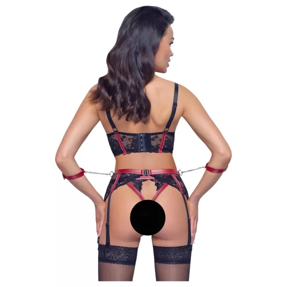 Cottelli Bondage - sieviešu mežģīņu krūštura komplekts, matēts, sarkans - XL