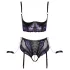 Cottelli Bondage - krūštura komplekts un roku aproces (melni-violets) - XL