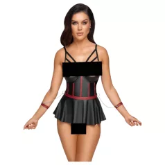   Cottelli Bondage - sieviešu spīdīgs komplekts ar roku dzelžiem melns - 80B/M