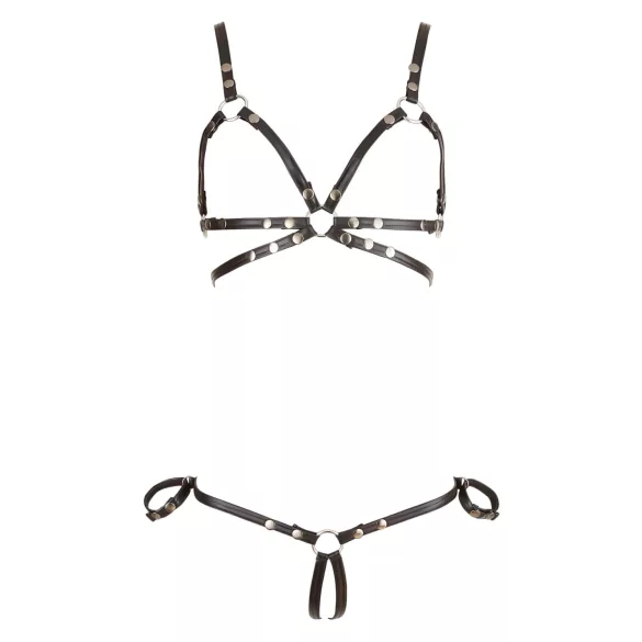 Cottelli Bondage - sieviešu erotiskā ķermeņa siksna bikini spīdīga melna - M