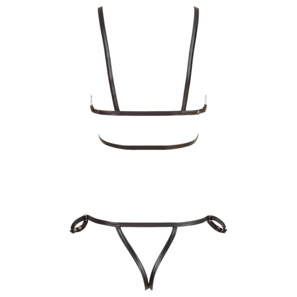 Cottelli Bondage - sieviešu erotiskā ķermeņa siksna bikini spīdīga melna - L