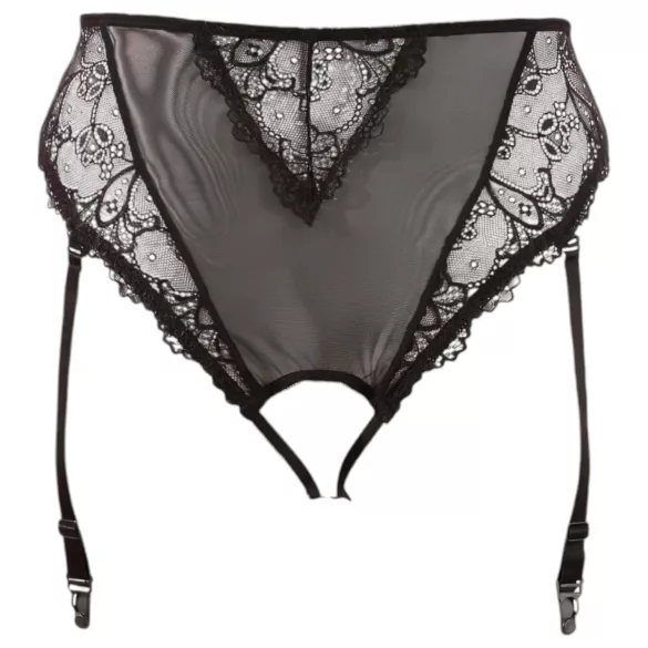 Cottelli Plus Size - mežģīņu jostas biksītes (melnas) - XXXXL