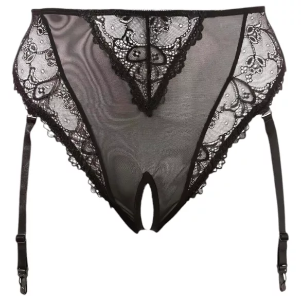 Cottelli Plus Size - mežģīņu jostas biksītes (melnas) - XXXXL