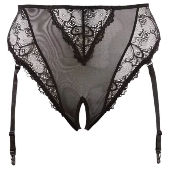 Cottelli Plus Size - mežģīņu jostas biksītes (melnas) - XXXXL