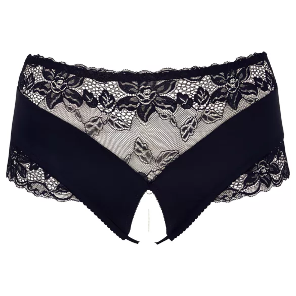 Cottelli plus size atvērtas biksītes ar mežģīnēm un pērlītēm, melnas