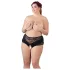 Cottelli plus size atvērtas biksītes ar mežģīnēm un pērlītēm, melnas - 3XL