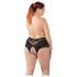 Cottelli plus size atvērtas biksītes ar mežģīnēm un pērlītēm, melnas - 3XL