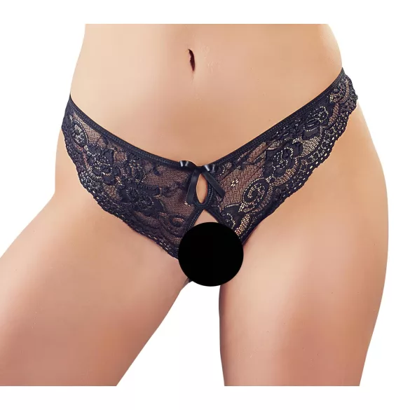 Cottelli - sieviešu atvērtas biksītes ar mežģīnēm un bantīti melnas - XL