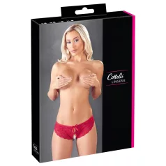   Cottelli - sieviešu atvērtas franču biksītes ar lentīti sarkanā krāsā - M