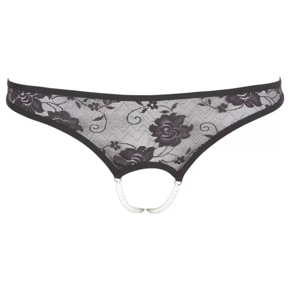 Cottelli - sieviešu atvērta mežģīņu string biksītes ar pērlītēm melnas - XL