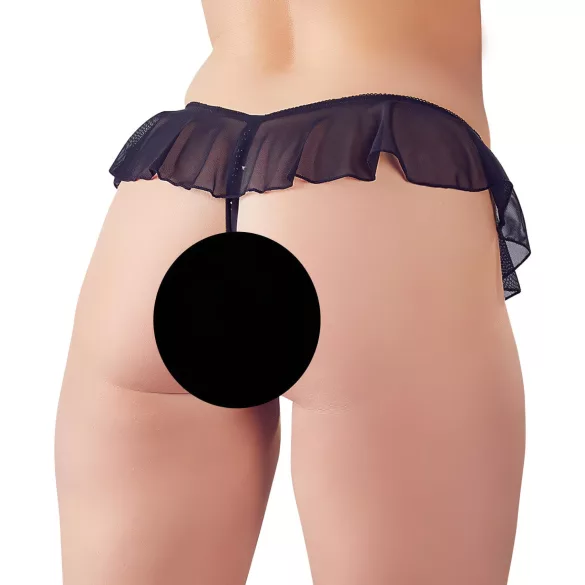Cottelli - atvērtas stringbiksītes ar pērlītēm un volāniem melnas - XL