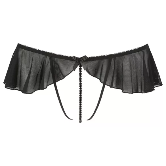Cottelli - atvērtas stringbiksītes ar pērlītēm un volāniem melnas - XL