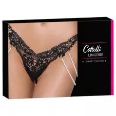 Cottelli - luksusa izšūts pērļu stringbiksītes (melns)