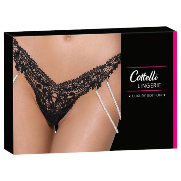 Cottelli - grezns izšūts pērļu stringbiksītes (melns) - M/L