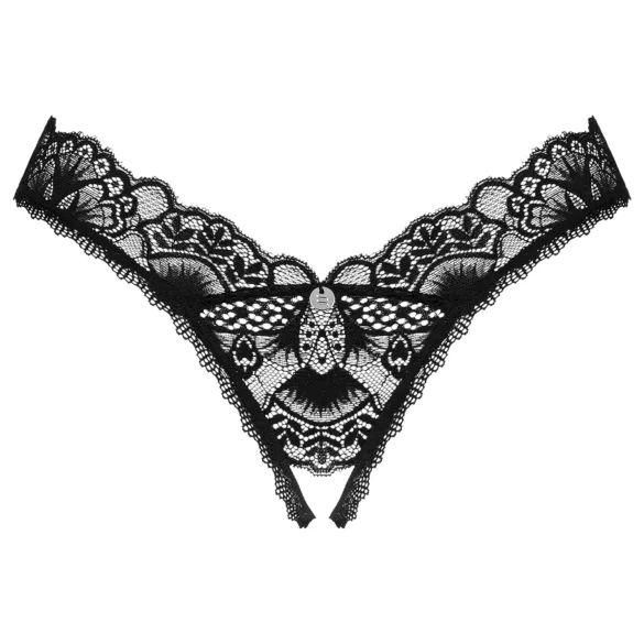 Obsessive sieviešu atvērta mežģīņu stringi melni - XL/XXL