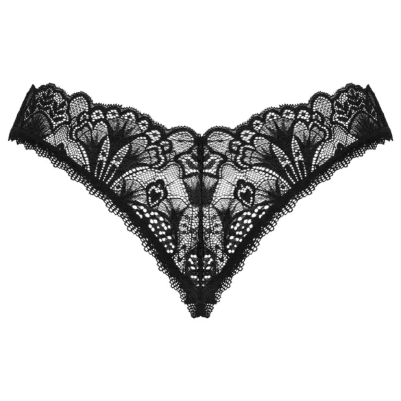 Obsessive sieviešu atvērta mežģīņu stringi melni - XL/XXL