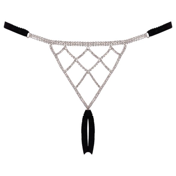 Cottelli - atvērtas string biksītes ar sudraba rotājumu melnas S-L