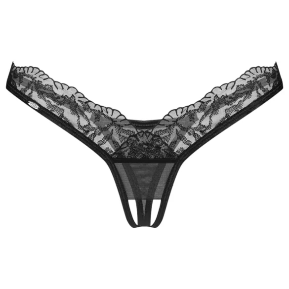 Obsessive - sieviešu caurspīdīga mežģīņu stringi melni - 2XL/3XL
