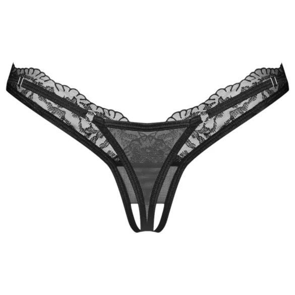 Obsessive - sieviešu caurspīdīga mežģīņu stringi melni - 2XL/3XL