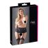 Cottelli Plus Size - mežģīņu korsetes zeķturis (melns) - 4XL