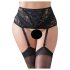 Cottelli Plus Size - mežģīņu korsetes zeķturis (melns) - 4XL