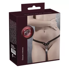   Fetish - sieviešu stringi ar kniedēm un ķēdēm, melni (S-L)