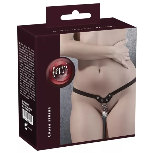 Fetish - ķēdītes stringi ar kniedēm (melni, S-L)
