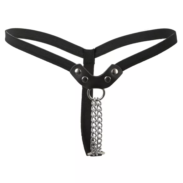 Fetish - ķēdītes stringi ar kniedēm (melni, S-L)
