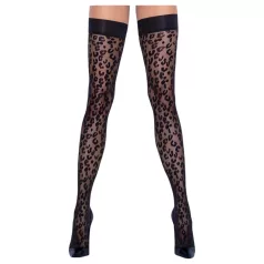   Cottelli Legwear - sieviešu augšstilba zeķes ar leopardu rakstu melnas - 5
