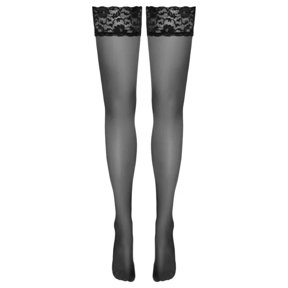 Cottelli - mežģīņu maliņas pašnoturošās zeķes (melna) - 5