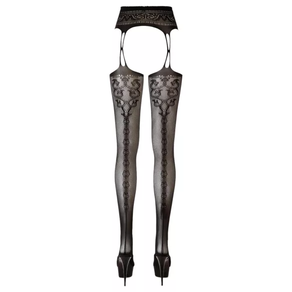 Cottelli - sieviešu necaurspīdīgas rakstainas zeķbikses melnas - L/XL