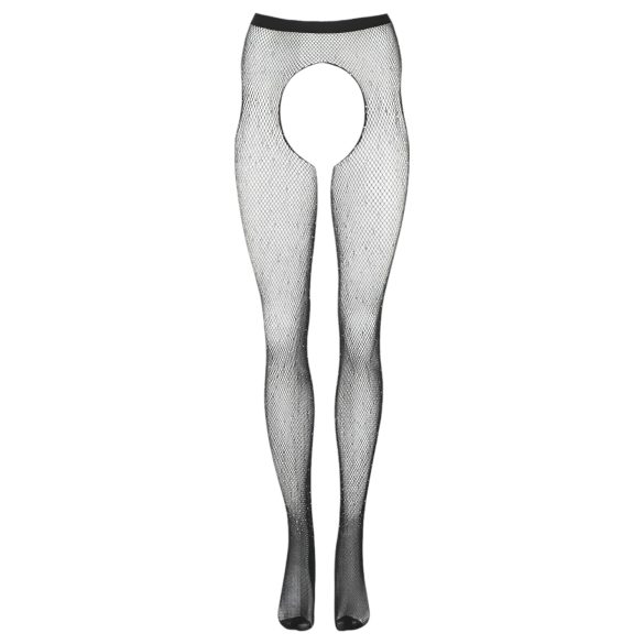 Cottelli Legwear - atvērtas spīdīgas zeķes melnas S-L