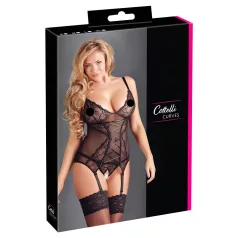 Cottelli - sieviešu mežģīņu tops ar lentēm melns