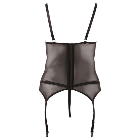 Cottelli - Melnais mežģīņu topiņš ar lentām - XXL