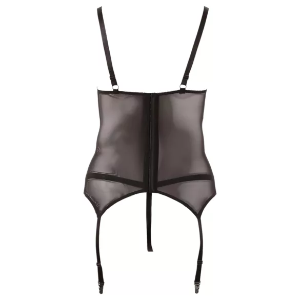Cottelli - sieviešu mežģīņu tops ar lentēm melns - XXXXL