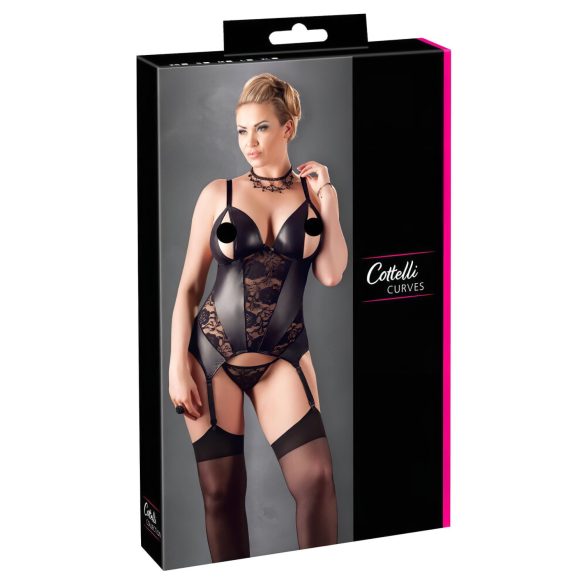 Cottelli - Ziedu sieviešu tops, plus izmēra (melns) - XXL