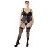 Cottelli Plus Size - maināma melna augšdaļa ar zeķturiem - 3XL