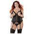 Cottelli Plus Size - maināma melna augšdaļa ar zeķturiem - 3XL