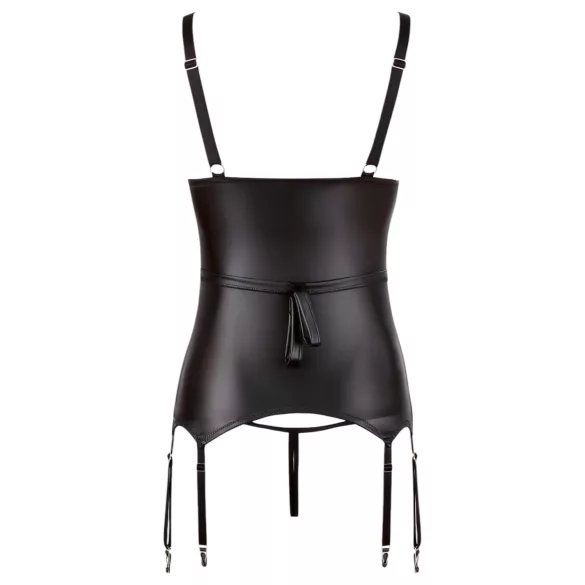 Cottelli Bondage - spīdīgs push-up tops ar roku dzelžiem (melns) - XL
