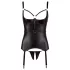 Cottelli Bondage - spīdīgs push-up tops ar roku dzelžiem (melns) - XL