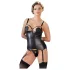 Cottelli Bondage - spīdīgs push-up tops ar roku dzelžiem (melns) - XL