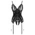 Cottelli - mežģīņu atvērtais tops un stringi (melni) - XL