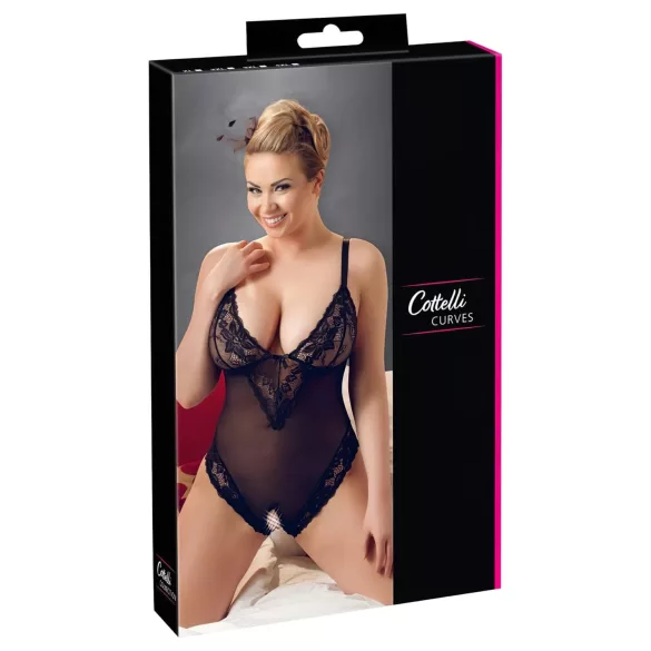 Cottelli plus size mežģīņu bodijs melns