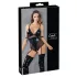 Cottelli Bondage - sieviešu spīdīgs bodijs ar roku dzelžiem melns