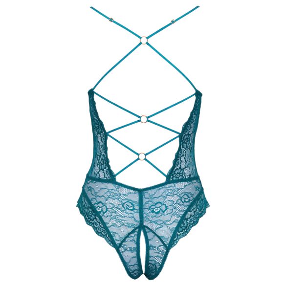 Cottelli - sieviešu atvērts mežģīņu bodijs ar šņorēm zaļš