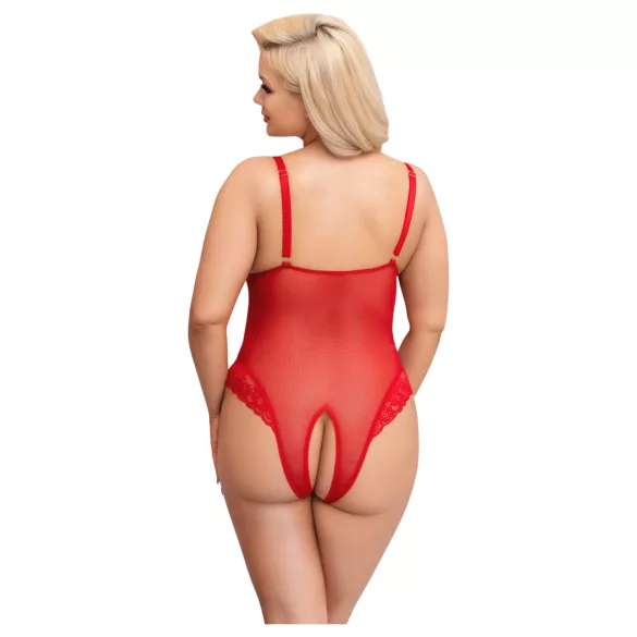Cottelli Curves - mežģīņu bodijs caurspīdīgs sarkans