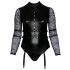Cottelli Bondage Plus Size - mežģīņu piedurknes bodijs (melns) - 2XL