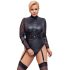 Cottelli Bondage Plus Size - mežģīņu piedurknes bodijs (melns) - 3XL