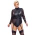 Cottelli Bondage Plus Size - mežģīņu piedurknes bodijs (melns) - 3XL